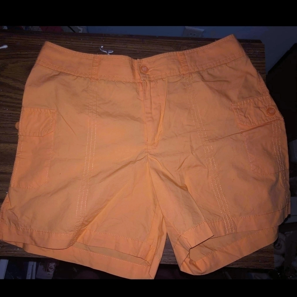 Dockers Light Neon Orange Cargo Shorts 100% Cotton Women's 6 Summer Casual EUC